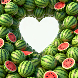 西瓜围绕心形镂空