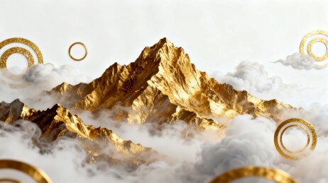 鎏金国潮山水意境场景