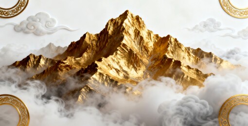 鎏金国潮山水意境场景