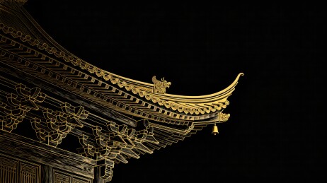 古建筑飞檐夜景
