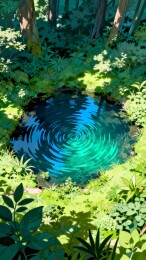 林间水潭清新风森林自然场景