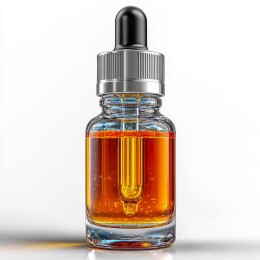 橙黄精华滴管瓶静物特写