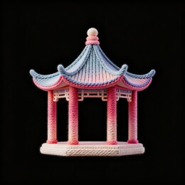 彩色绳艺亭子模型