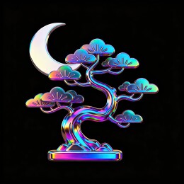 彩色月亮盆景艺术设计