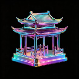 炫彩古典亭阁建筑模型