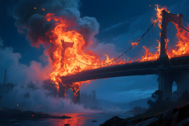 烈焰中的城市桥梁