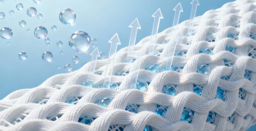 科技感织物与水珠气泡微观图