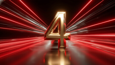 充满速度感的金色倒计时数字4