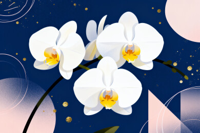 白色兰花在深蓝背景下的优雅绽放