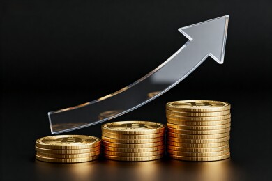 比特币增长箭头象征财富上升