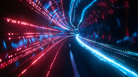 红蓝光效高速运动科技感插画