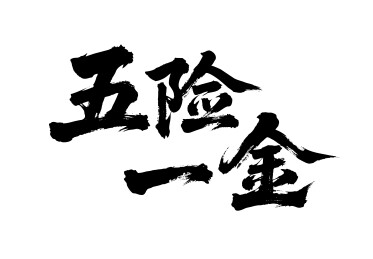 五险一金矢量书法手写毛笔字