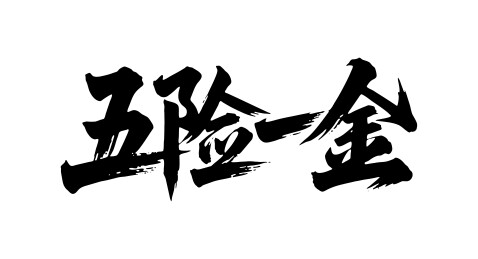 五险一金矢量书法手写毛笔字