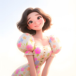 微笑的花裙女孩