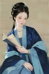 青衫书卷美人