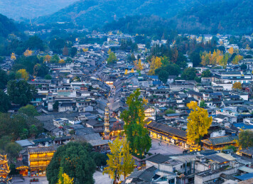 成都崇州街子古镇夜景航拍