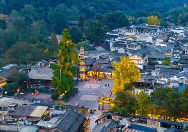 成都崇州街子古镇夜景航拍