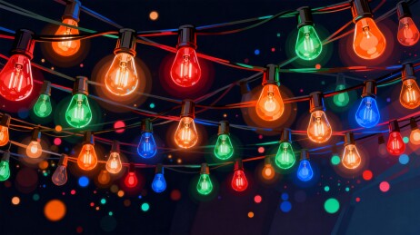 彩色灯串氛围节日装饰场景