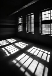 监狱铁窗光影投射场景