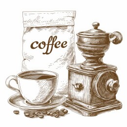 复古咖啡豆袋研磨器具组合