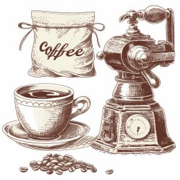 复古咖啡豆袋研磨器具组合