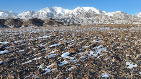 中国新疆哈密：雪舞银蛇绕天山，寒妆山麓展秀妍