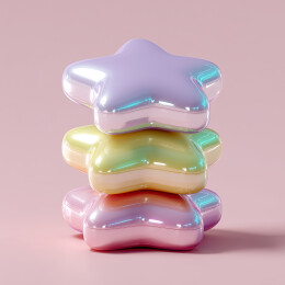 彩色星形代币3D堆叠