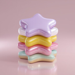 彩色星形代币3D堆叠