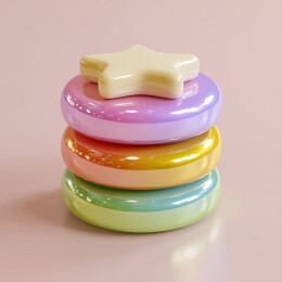 彩色星形代币3D堆叠