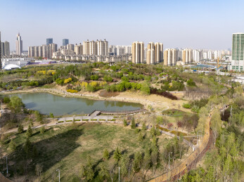 河北省石家庄市昆仑公园航拍图片