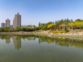 河北省石家庄市昆仑公园航拍图片