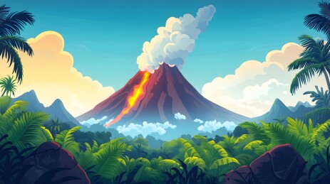 火山口清晨的宁静风光