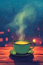 柔光下的陶杯与木桌