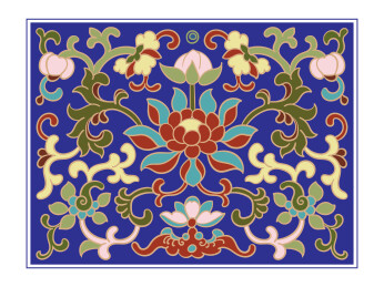 缠枝莲花纹传统缠枝纹彩色矢量图