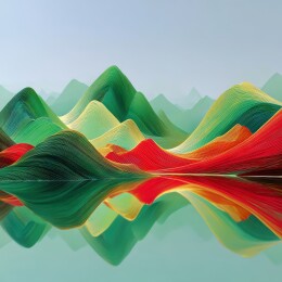 彩色山峦倒影画面