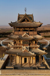 中国山西省运城市万荣县后土祠秋风楼航拍