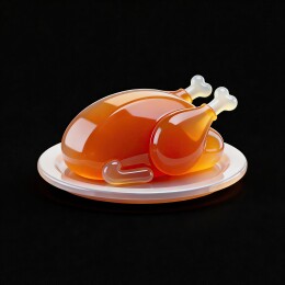 透明质感烤鸡摆盘特写