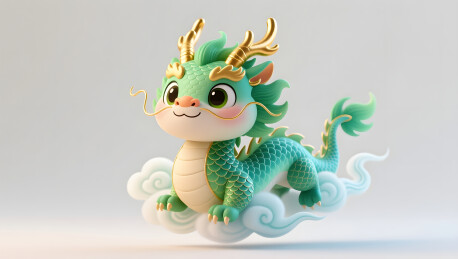 可爱小龙呈现腾云驾雾姿态