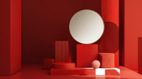 红色几何空间艺术装置