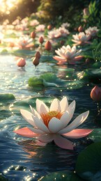 白莲水间清透感装饰背景场景