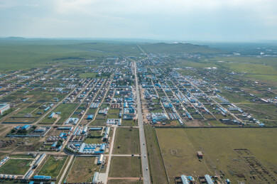 中国内蒙古呼伦贝尔黑山头镇航拍