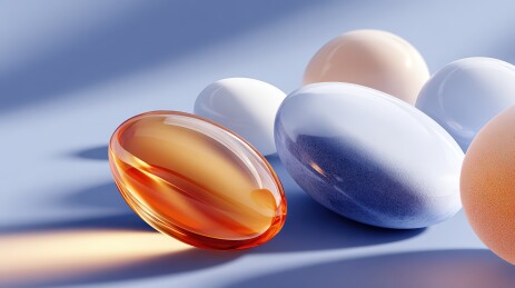 多彩胶囊状药丸特写