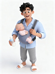 奶爸人物插画