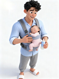 奶爸人物插画