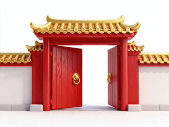 中国风大门开门红过年新年春节元素
