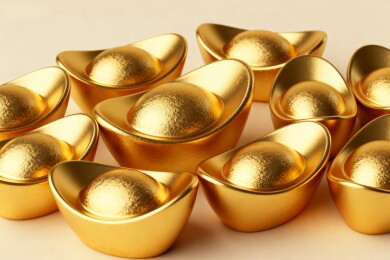 金色元宝堆叠展示