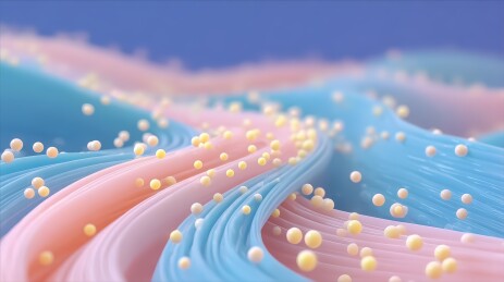 色彩柔和的流体与小球