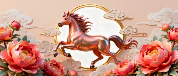 浮雕骏马奔腾插画