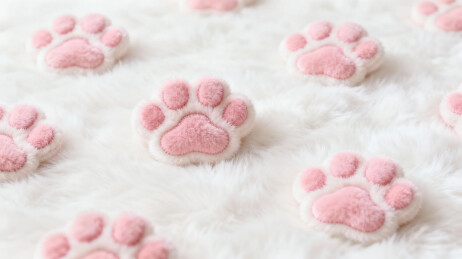 毛茸茸的粉色猫爪子