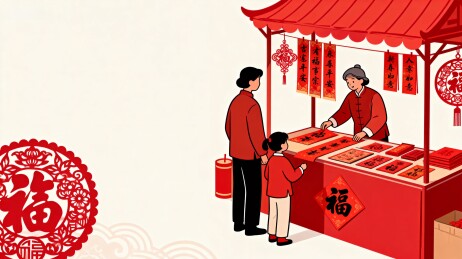 春节庙会摊位选购春联